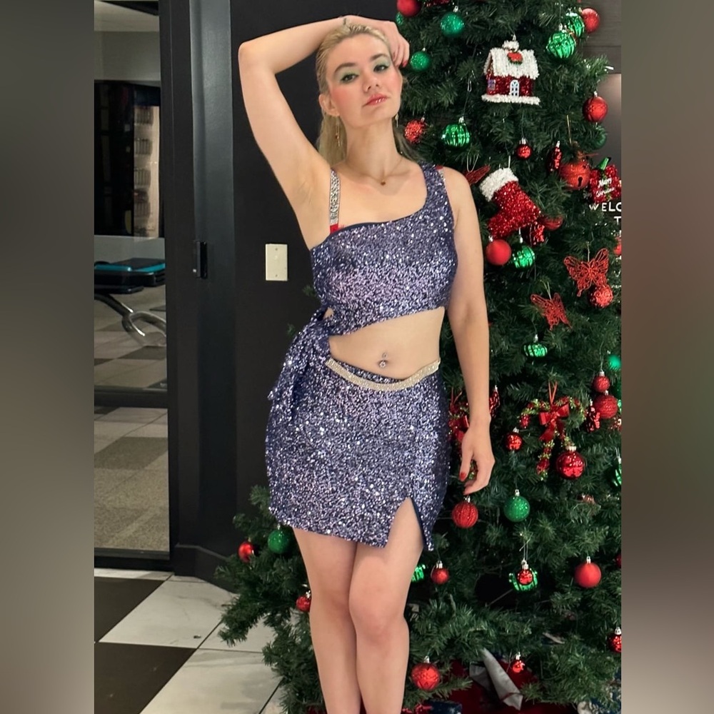 Windsor Blue Sequin top and skirt